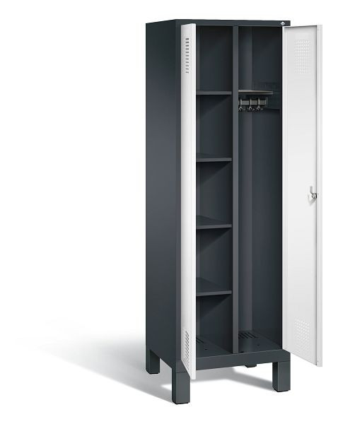 C+P reinigingsmiddelenkast Evolo, H1850xB610xD500mm, kleur: zwartgrijs / verkeerswit, 48060-20 S10109
