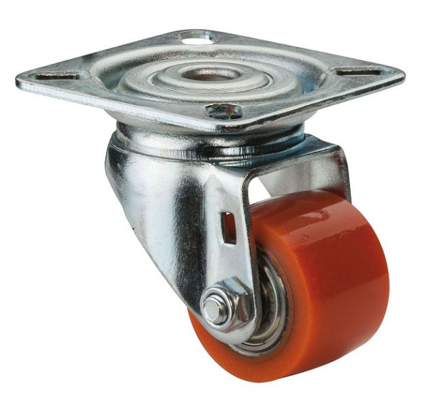 BS Rollen compactwiel, wielbreedte 25 mm, wiel-Ø 35 mm, draagvermogen 100 kg, loopvlak polyurethaan, kogellagers, plaat, verpakking: 2 stuks, A600.C10.035
