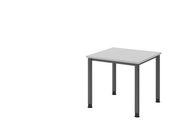 Hammerbacher bureau HS08, 80 x 80 cm, blad: grijs, 25 mm dik, 4-poots frame in grafiet, werkhoogte 68,5-81cm, traploos verstelbaar, VHS08/5/G