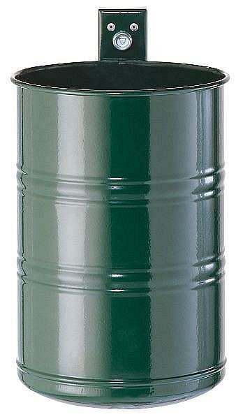 Renner afvalbak ca. 35 L, ongeperforeerd, voor wand- en paalmontage, thermisch verzinkt en gepoedercoat, mosgroen, 7004-01PB 6005