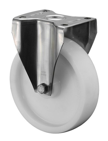 BS rollen RVS zwaarlastwiel bokwiel, RVS, kunststof wiel, glijlager, schroefplaat, diameter 125 mm, HS110.A90.125