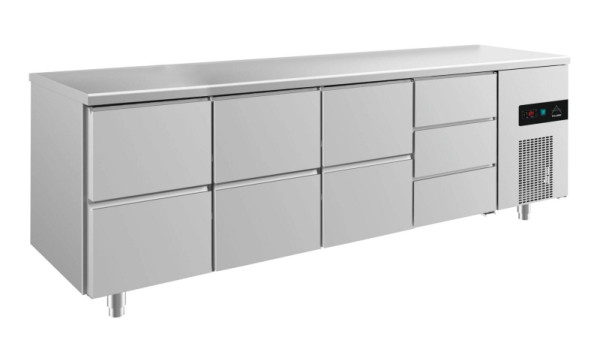 A&S Polarny koeltafel -2 tot +8°C met 3x twee laden en 1x drie laden rechts, 2330 x 700 x 850 mm, KT4ZZZD
