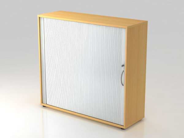 Hammerbacher rolluikkast horizontaal, 3OH 120cm gebogen handgreep beuken/zilver, 120x40x110 cm (BxDxH), V1733S/6/S/BM
