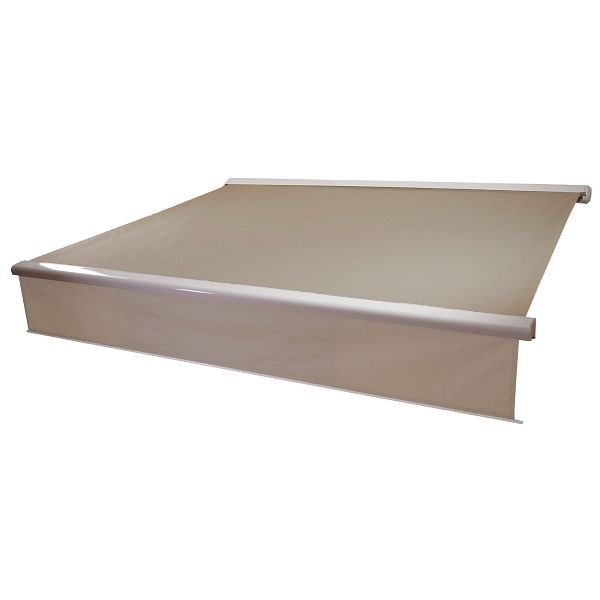Mendler elektrische full cassette luifel T124, 4x3m uitschuifbare volant, polyester zand, 58232+34295+35606