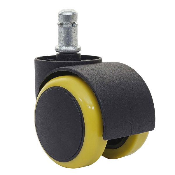 Mendler set van 5 wielen voor harde vloeren HWC-H86, bureaustoelwielen, stoelwielen, 150kg draagvermogen 50mm, geel, 74229