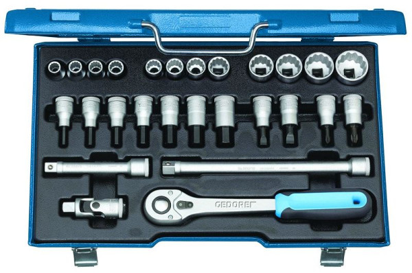 GEDORE dopsleutelset 1/2", 27-delig, 12-kant UD-profiel, 6140090