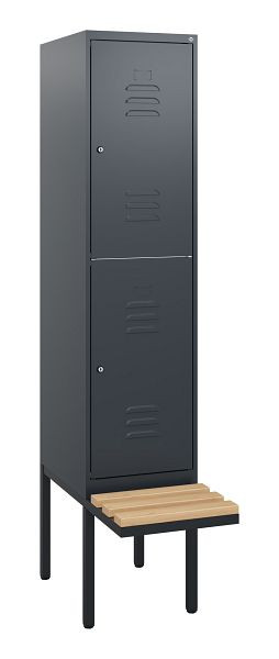 C+P dubbeldekkerkast Classic PLUS, 1950x400x815mm, 7016/7016, cilindersloten, beukenhouten zitlatten, zwevende zitting, 0803405-12 S10042
