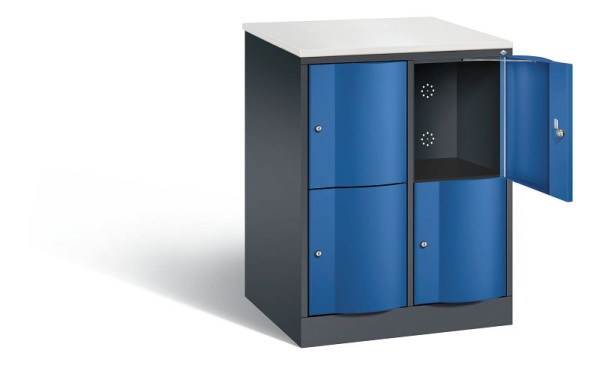 C+P XL lockerkast Resisto, H1077xB772xD640mm, kleur: zwartgrijs / gentiaanblauw, 8472-273 S10028