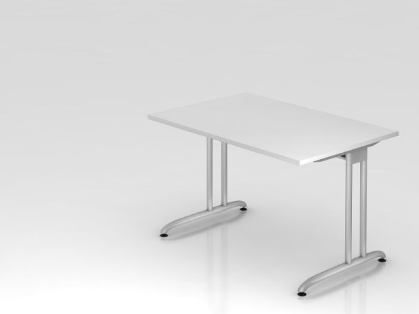 Hammerbacher bureau C-poot 120x80cm wit, horizontale kabelgoot, werkhoogte 72 cm, VBS12/W/S
