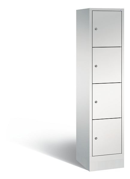 C+P Stahl-Ladeschrank Evolo, 4 Fächer, H1800xB420xT500 mm, Lichtgrau, 48020-1204EB S10016