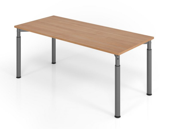 Hammerbacher bureau YS19, 180 x 80 cm, blad: walnoot, 25 mm dik, ABS dikke rand, rechthoekige vorm, grafiet, VYS19/N/G