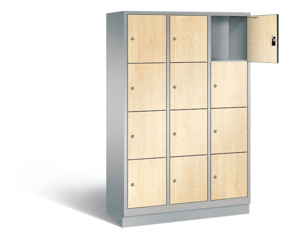 C+P lockerkast Evolo, H1800xB1200xD500mm, kleur: wit aluminium / Donau esdoorn decor, 48020-324 S10338
