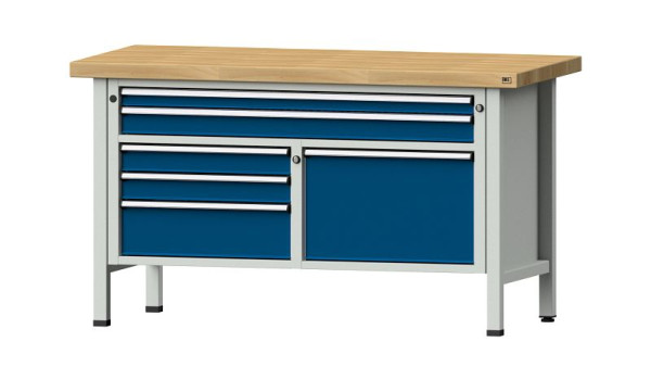 ANKE werkbanken kistwerkbank, model 257 V, 1500 x 700 x 850 mm, RAL 7035/5010, BMP 50 mm, 304.114