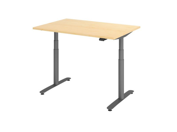 Hammerbacher zit-sta bureau elektrisch 120x80cm esdoorn/grafiet, VXDLR12/3/G