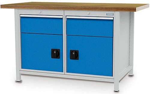 Bedrunka + Hirth box werkbank serie 1500 R18-24, 2 x 200 mm, volledig uittrekbare lades, 1500 x 750 x 859 mm, 03.14.17V