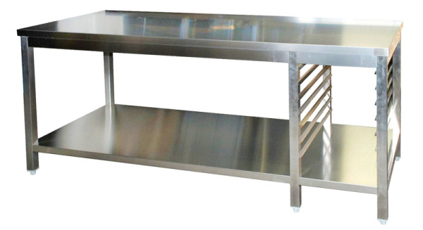 A&S Gastro RVS werktafel met GN hoek rechts GN1/1 gelast, diepte 700mm, met onderblad, AISI 304, 1900 x 700 x 850 mm, ARTGGNR197