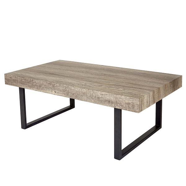 Mendler salontafel Kos T576, woonkamertafel, 40x110x60cm, wild eikenhout, donkere metalen poten, 46136