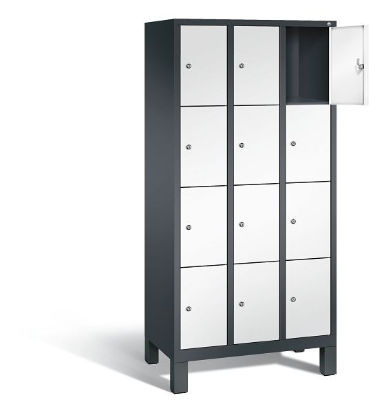 C+P lockerkast Evolo, H1850xB900xD500mm, kleur: zwartgrijs / verkeerswit, 48010-304 S10148