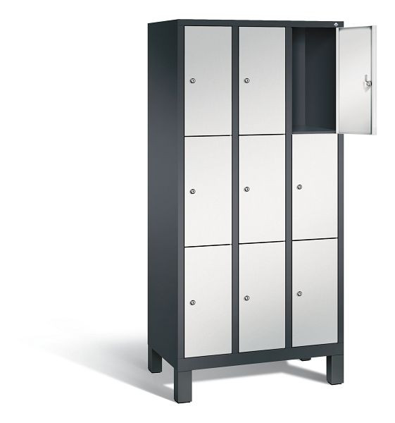 C+P lockerkast Evolo, H1850xB900xD500mm, kleur: zwartgrijs/lichtgrijs, 48010-303 S10102