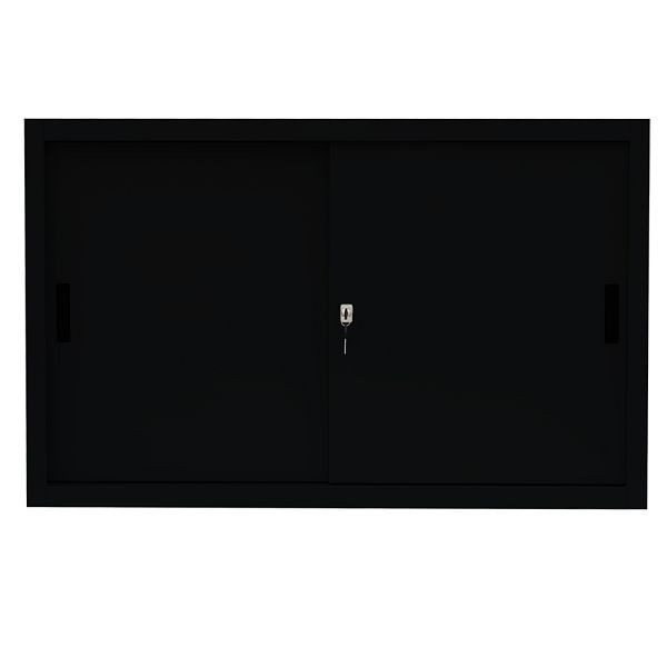 Lüllmann stalen schuifdeurkast, 750 x 1200 x 450 mm, gitzwart/gitzwart, 550129