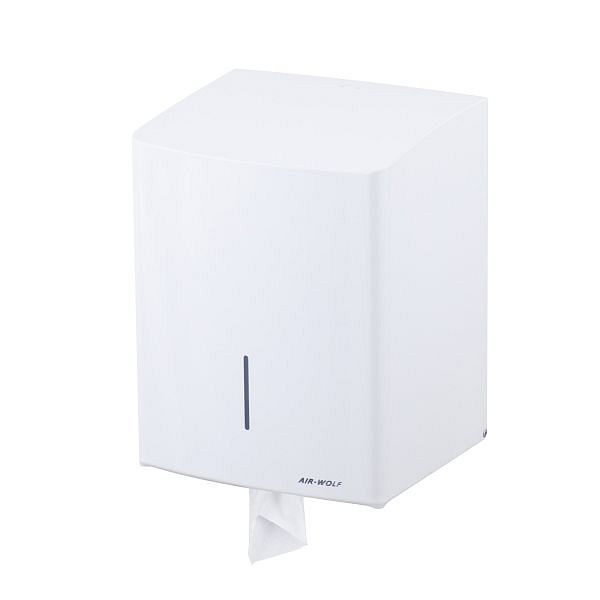 Air Wolf handdoekroldispenser, Alpha-serie, H x B x D: 345 x 265 x 221 mm, wit roestvrij staal, 60-116