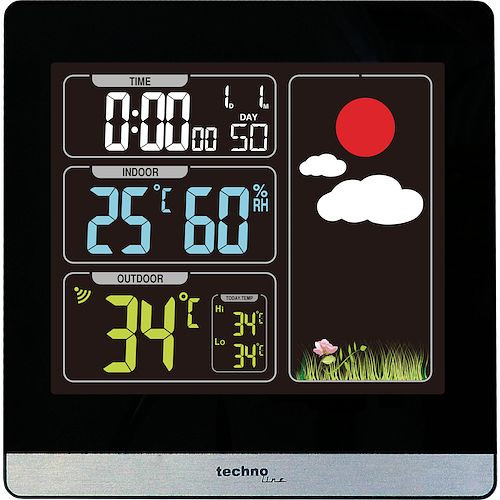 Technoline weerstation, radioklok, afmetingen: 120 x 120 x 24 mm, WS 6448