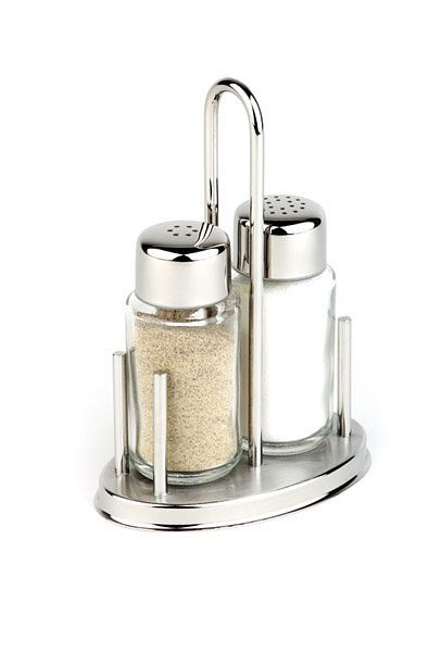 APS Cruet -CLASSIC-, 10,5 x 6,5 cm, hoogte: 16 cm, standaard gemaakt van 18/8 roestvrij staal, glazen container met roestvrijstalen deksel, 40310