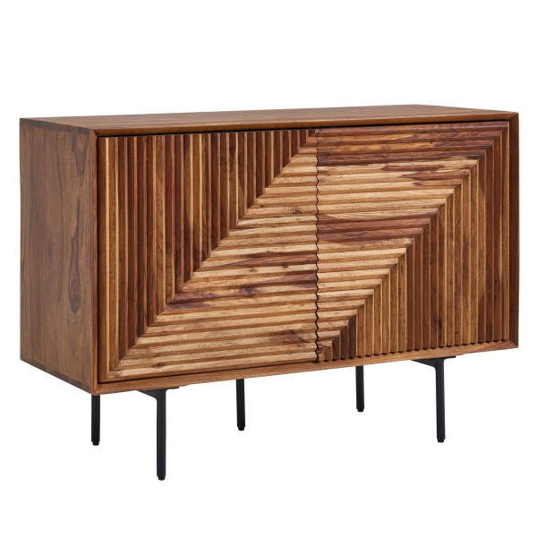 Wohnling dressoir 100x71x40 cm Sheesham massief hout / metalen dressoir, ladekast met twee deuren, moderne houten ladekast, WL6.560