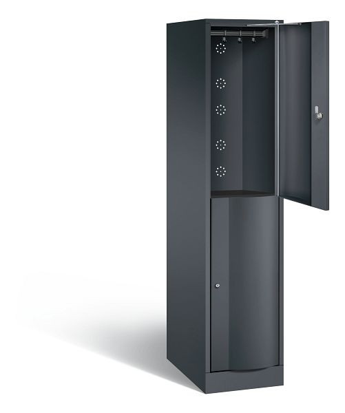 C+P locker dubbeldekker XL Resisto, H1950xB396xD640mm, kleur: zwart-grijs, 8270-173 S10008