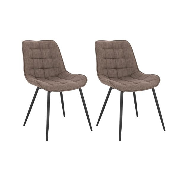 HOME DELUXE Eetkamer gestoffeerde stoel set van 2 IKALO – geweven stof grijs/bruin, 49714