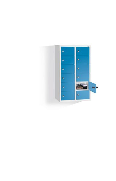 C+P kleine locker Intro, H770xW460xD200mm, kleur: lichtgrijs / lichtblauw, 80700-231 S10008