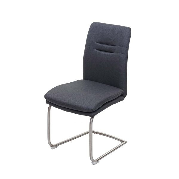 Mendler eetkamerstoel HWC-H70, keukenstoel sledefauteuil, stof/textiel geborsteld RVS, donkergrijs, 73928