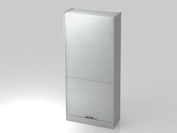 Hammerbacher rolluikkast verticaal 90cm, 5OH-lijstgreep grijs/zilver, 90x40x200,4 cm (BxDxH), VSET90/5/S/SG
