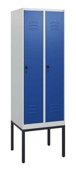 C+P Umkleidespind Classic PLUS, Gestell, 2 Abteile, 1950x600x500mm, 7035/5010, Drehriegel, 0800305-20 S10003