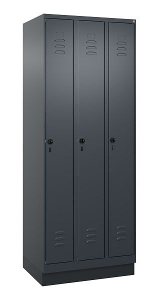 C+P Umkleidespind Classic PLUS, Sockel, 3 Abteile, 1950x750x500mm, 7016/7016, Drehriegel, 080020-39 S10012