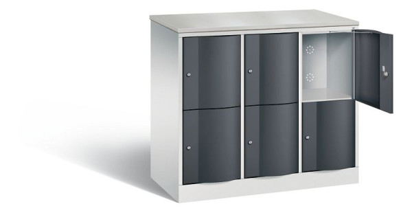 C+P lockerkast Resisto, H1077xB1148xD540mm, kleur: lichtgrijs / zwartgrijs, 8472-372 S10161