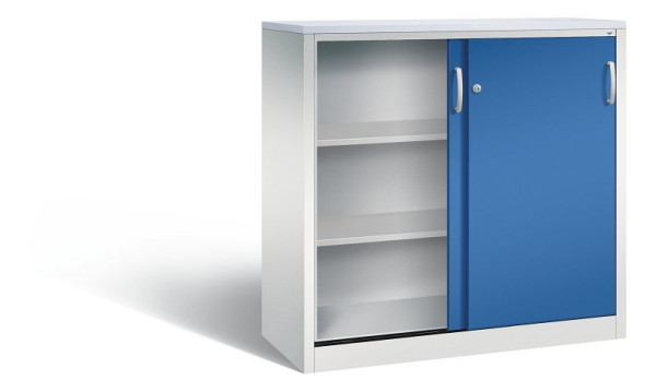 C+P dressoir met schuifdeuren Acurado, H1200xB1200xD500mm, kleur: lichtgrijs/gentiaanblauw, beugelgreep, 3 niveaus, 2057-1200 S10283