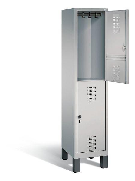 C+P locker dubbeldekker Evolo, H1850xB420xD500mm, kleur: wit aluminium, 48310-12 S10093