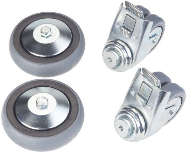 Hazet wielset, bestaande uit: 2 schijfwielen, 125 mm Ø, compleet 2 dubbele zwenkwielen, 75 mm Ø, met rem, 160-0119