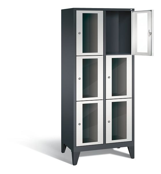 C+P lockerkast Classic, H1850xW810xD500mm, kleur: zwartgrijs/lichtgrijs, 8010A223 S10013