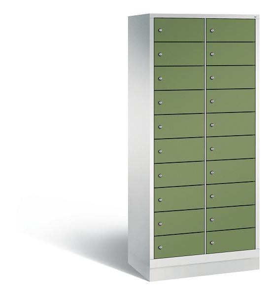 C+P Schließfachschrank Evolo, 20 Fächer, H1800xB810xT500 mm, Grau/Resedagrün, 48020-2210 S10218