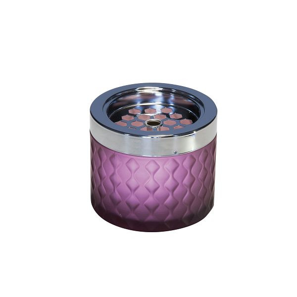 APS windasbak, Ø 9,5 cm, hoogte: 8 cm, glas, mat bes, mat, verchroomd metaal, met bajonetsluiting, 00561