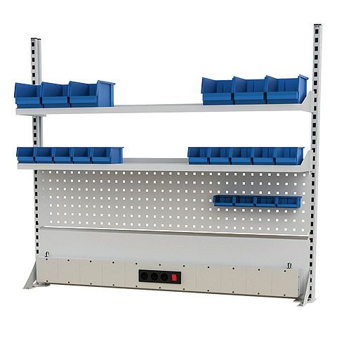 Bedrunka + Hirth werkbank opbouw 1500 mm, meerwandige opbouw zonder verlichting en bovenframe, energiekanaal, 1500 x 1250 mm, 03.900.14.16OB