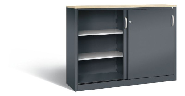 C+P dressoir met schuifdeuren Acurado, H1200xB1600xD400mm, kleur: antracietgrijs, beugelgreep, 3 niveaus, 2147-1200 S10378