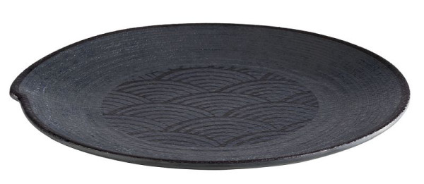 APS bord -DARK WAVE-, Ø 27 cm, hoogte: 2,5 cm, melamine, binnen: decor, buiten: zwart, 84909