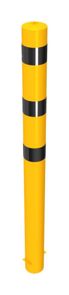 Schake stalen buispaal Ø 152 x 3,2 mm stationair, om in beton te plaatsen geel/zwart, thermisch verzinkt en geel gecoat, 40152BG