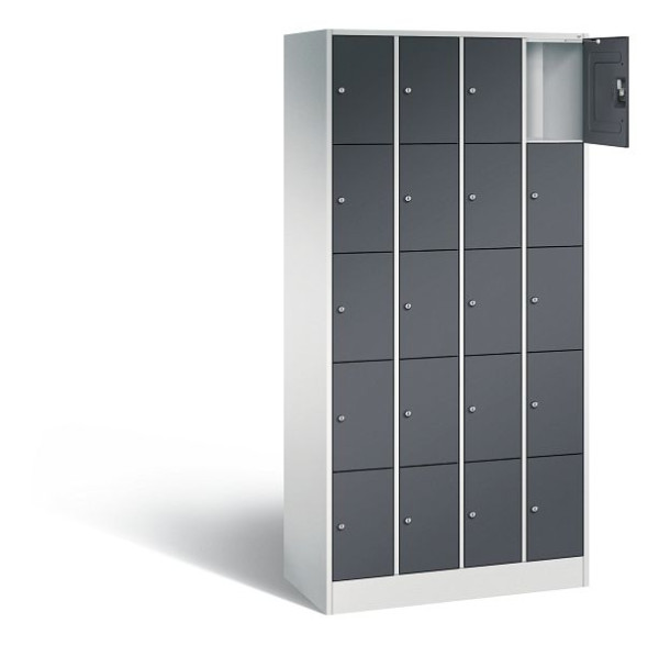 C+P lockerkast serie 8070, H1950xB900xD480mm, kleur: lichtgrijs / zwartgrijs, 80700-40 S10301