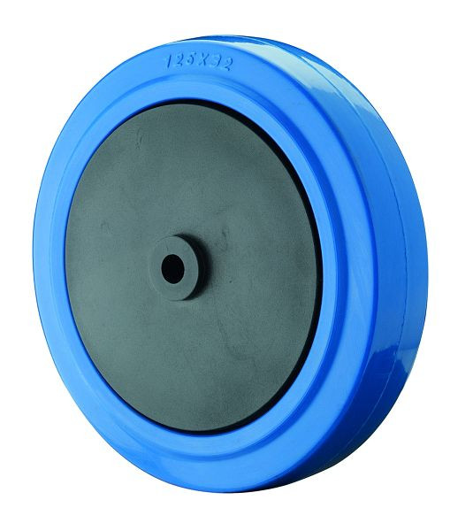 BS Rollen rubberen wiel, wielbreedte 32 mm, wiel-Ø 80 mm, draagvermogen 120 kg, blauwe elastische banden, kunststof wiellichaam, kogellagers, 8 stuks, B62.081