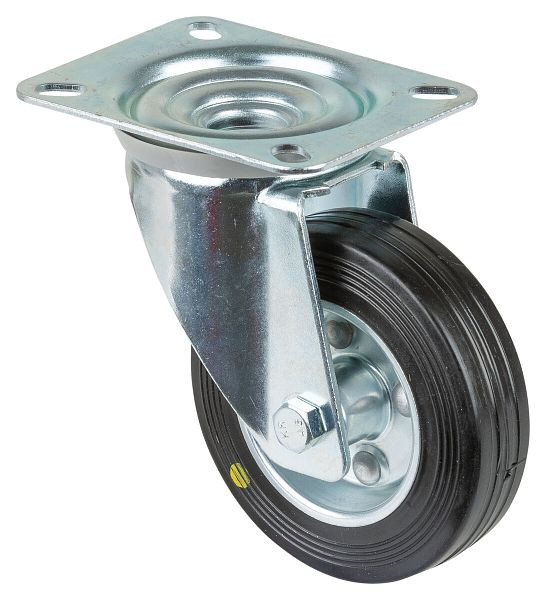 BS rollen transportrol, breedte 30 mm, Ø100 mm, tot 100 kg, loopvlak zwart antistatisch rubber, rollager, plaat, VE = 2 stuks, L400.B58.100
