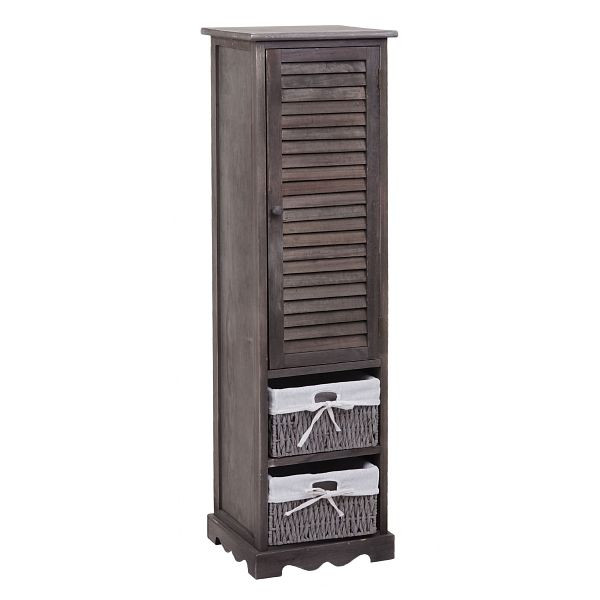 Mendler badkamerladekast HWC-H20, badkamerkast badkamerkast badkamerplank, 120x27x29cm massief hout, shabby grijsbruin, 94456